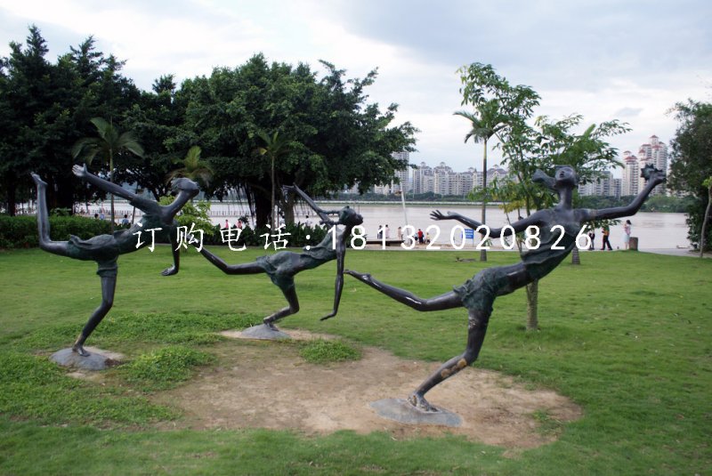 奔跑的小女孩銅雕,公園景觀銅雕