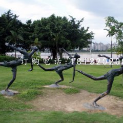 奔跑的小女孩銅雕，公園景觀銅雕