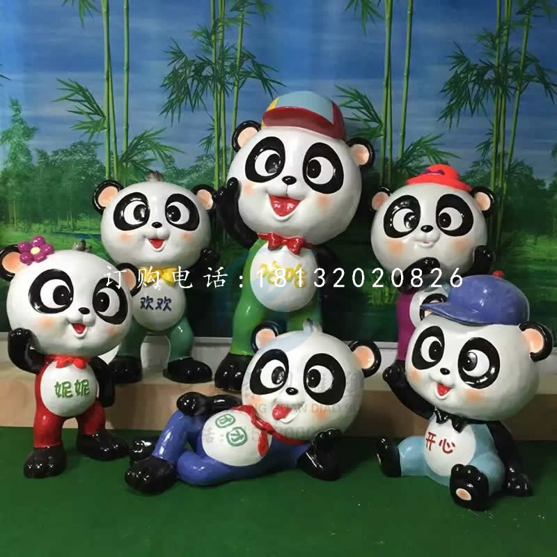 卡通熊貓,玻璃鋼卡通擺件