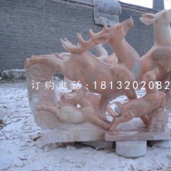 跳躍的小鹿,晚霞紅動物雕塑