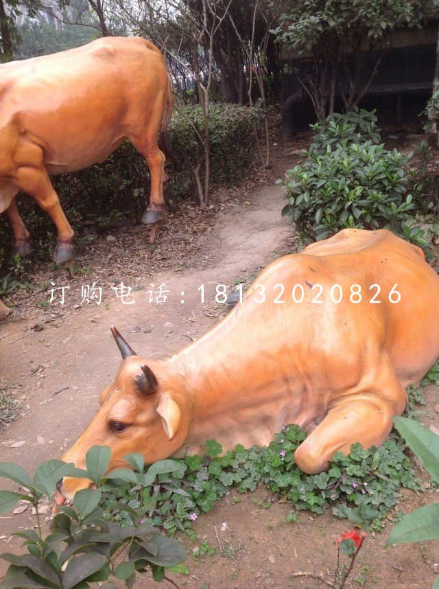 玻璃鋼黃牛，公園動物雕塑