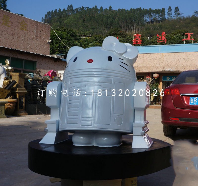 玻璃鋼機(jī)器凱蒂貓雕塑,卡通雕塑