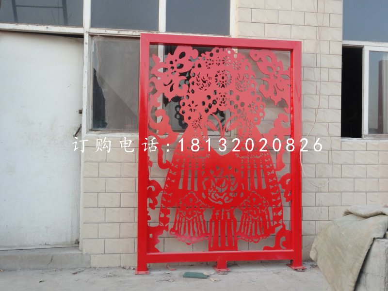 戲曲臉譜雕塑,不銹鋼剪紙雕塑