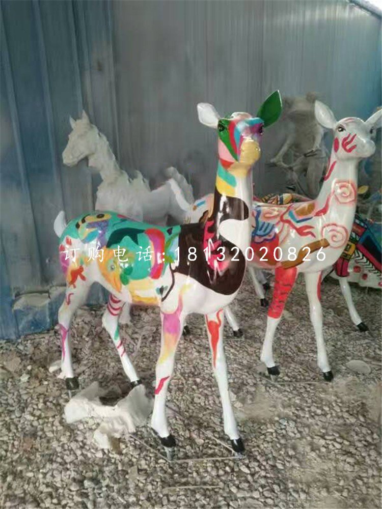 小鹿雕塑,玻璃鋼彩繪動物