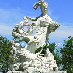 天女散花石雕，公園仙女雕塑