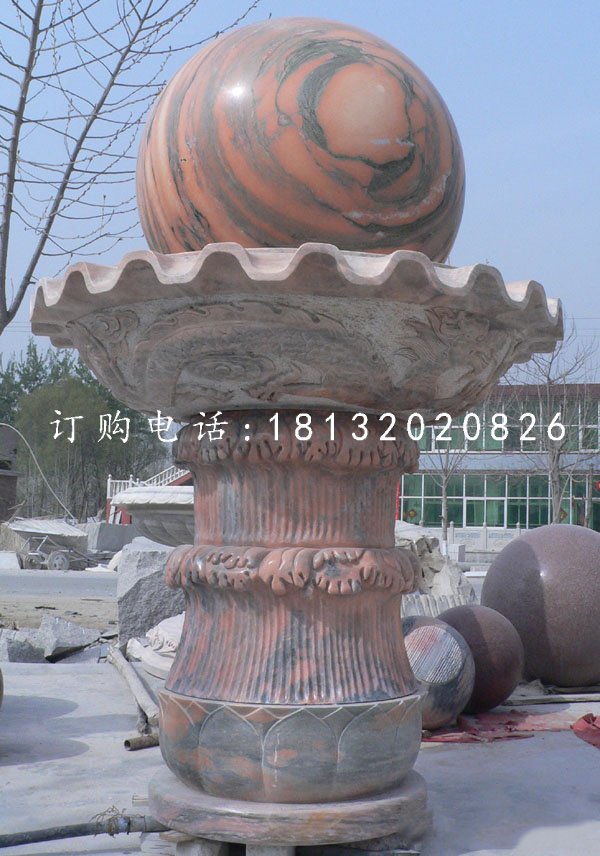 晚霞紅風水球石雕,景觀石雕