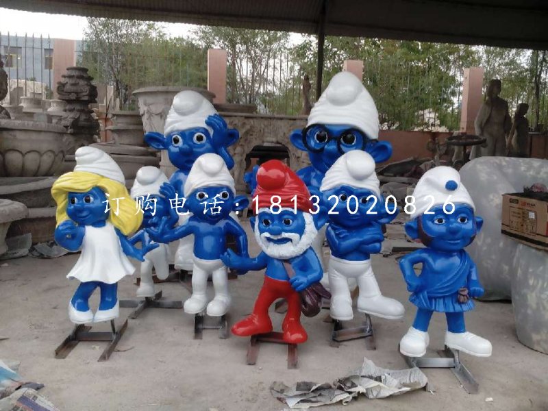 玻璃鋼藍精靈,卡通擺件 (2)