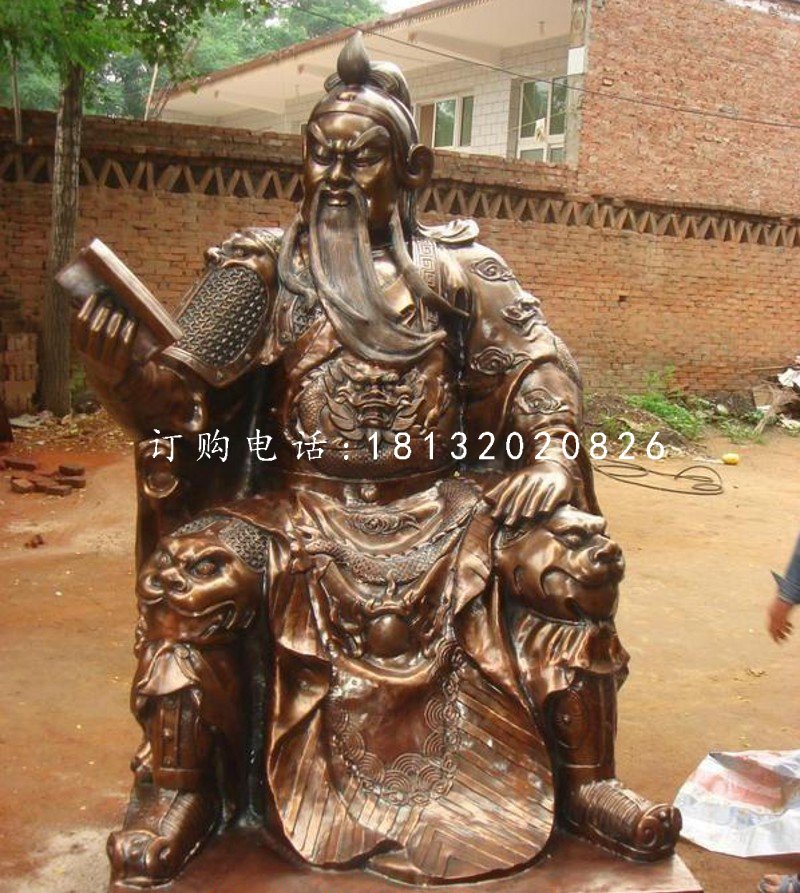 關公讀春秋銅雕,寺廟銅關公