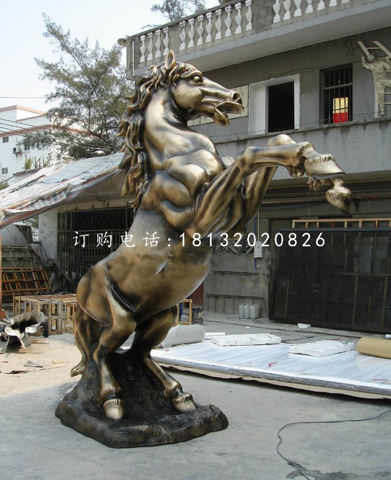 玻璃鋼仿銅立馬,廣場(chǎng)動(dòng)物雕塑