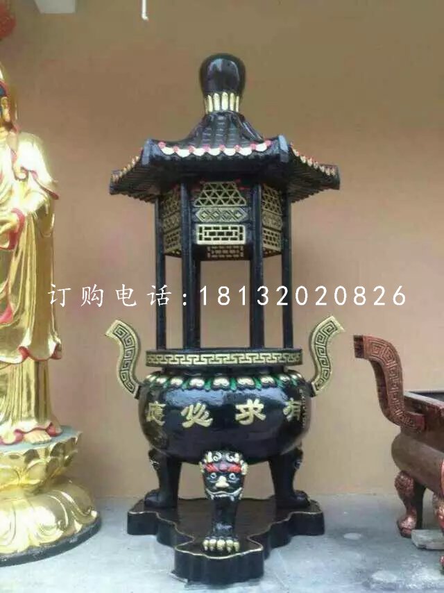 有求必應香爐雕塑,寺廟銅香爐