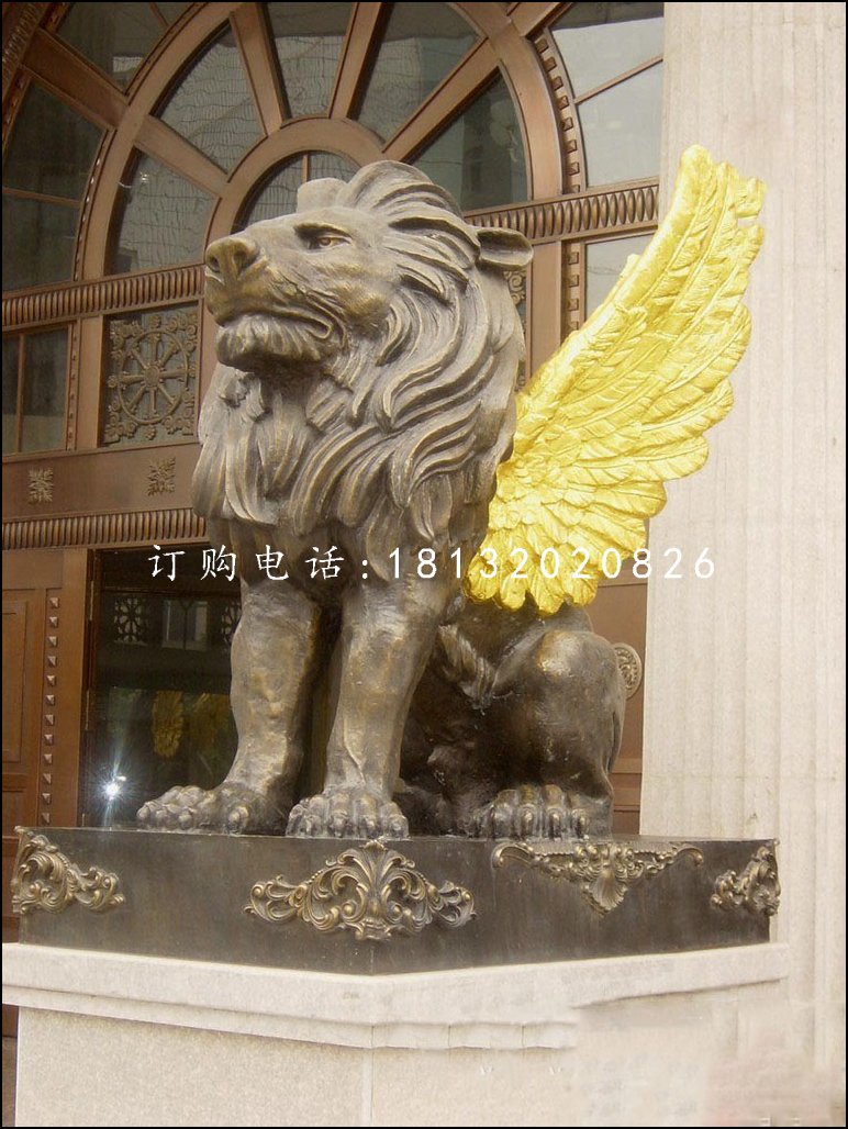 飛獅銅雕,銀行門口銅獅子