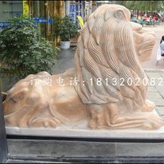 趴著的獅子雕塑,西洋獅石雕