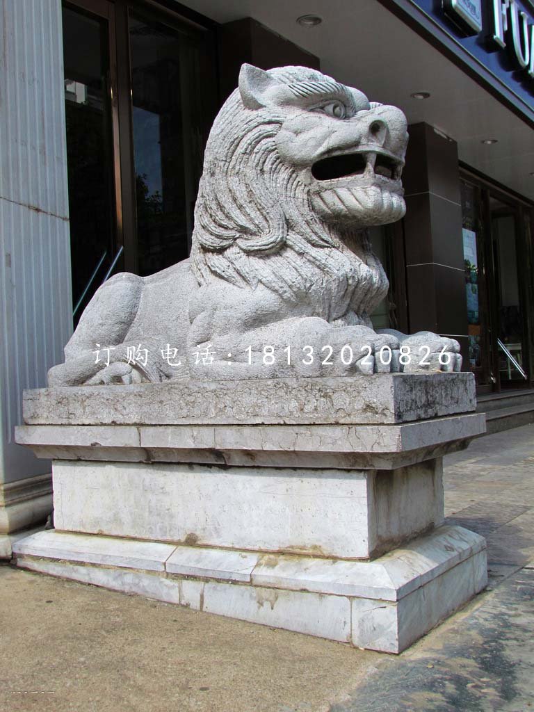西洋獅石雕,銀行門口石獅子 (1)