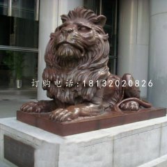趴著的西洋獅銅雕,銅獅子