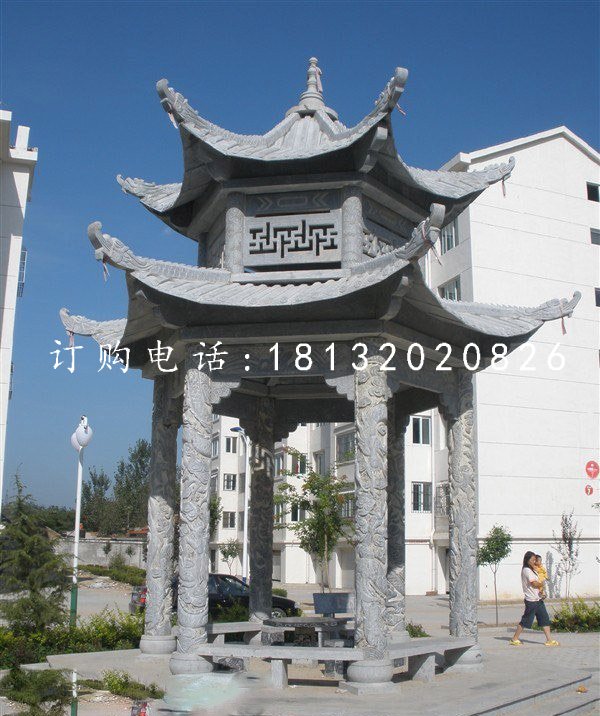 六角涼亭,青石雙層涼亭