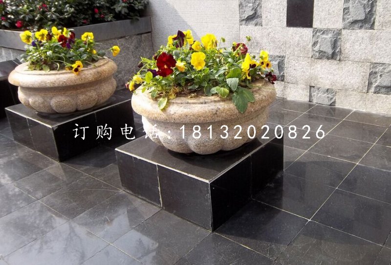 小型石花盆,花缽石雕