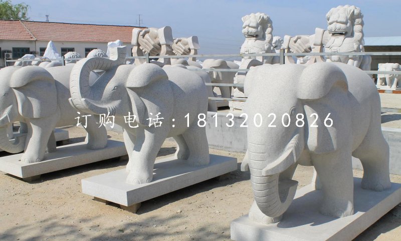 大象石雕,大理石動物