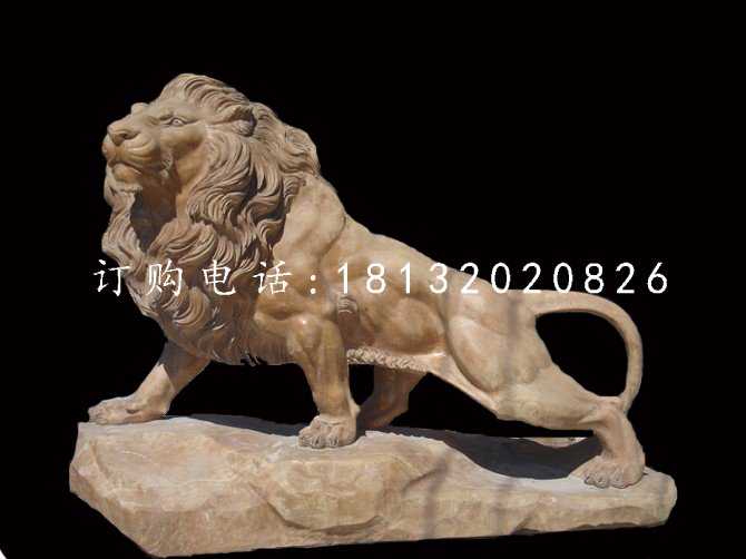 非洲獅石雕,晚霞紅動(dòng)物雕塑