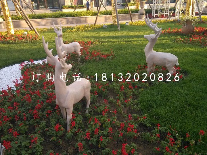 公園小鹿石雕,動物雕塑