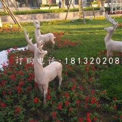 公園小鹿石雕,動物雕塑