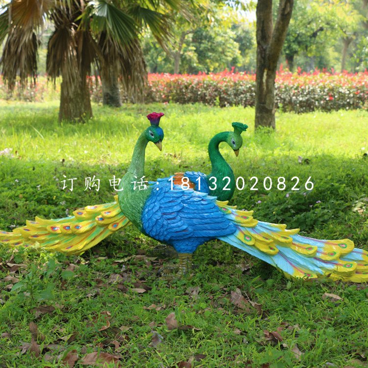 玻璃鋼仿真孔雀,玻璃鋼動物雕塑