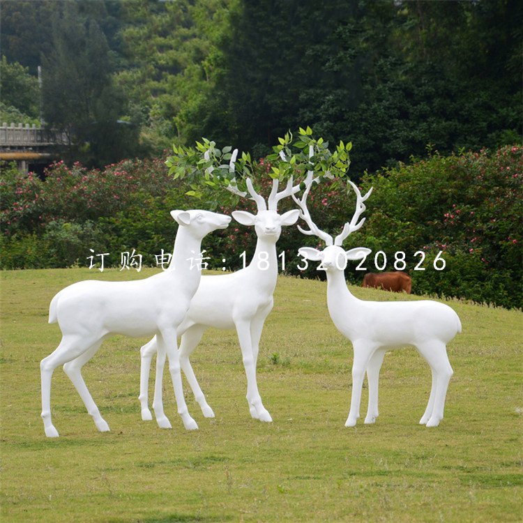 玻璃鋼樹葉鹿,玻璃鋼抽象動物雕塑