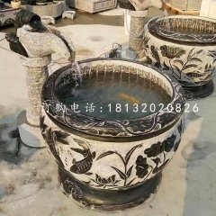 青石仿古石缸,別墅流水?dāng)[件