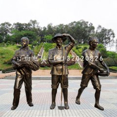 收稻子的人物銅雕，公園景觀銅雕