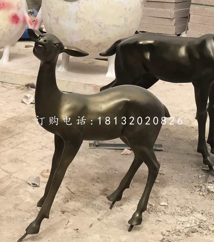 玻璃鋼仿銅小鹿,玻璃鋼動物雕塑