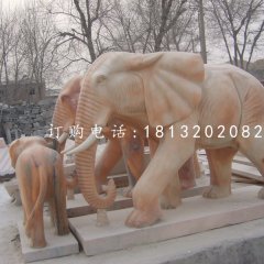 廣場大象石雕,晚霞紅大象