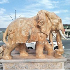 吉祥如意象石雕,晚霞紅動物雕塑