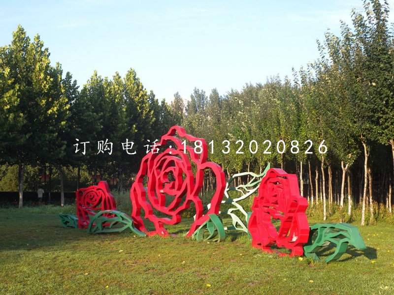 不銹鋼牡丹花雕塑,不銹鋼烤漆雕塑