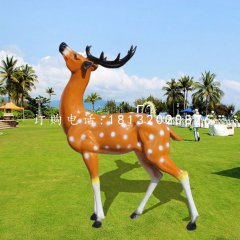 玻璃鋼仿真梅花鹿，玻璃鋼動物雕塑