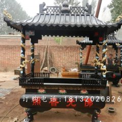 方形鐵香爐雕塑，寺廟鐵香爐雕塑