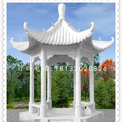 漢白玉六角石涼亭,公園涼亭石雕