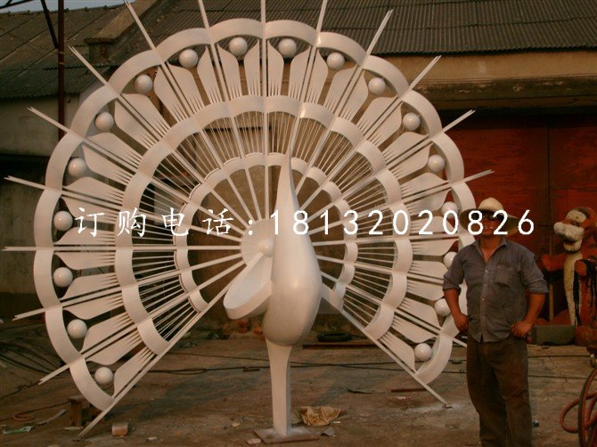 不銹鋼孔雀開(kāi)屏雕塑,不銹鋼抽象動(dòng)物雕塑