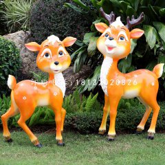玻璃鋼卡通梅花鹿,公園卡通動物雕塑