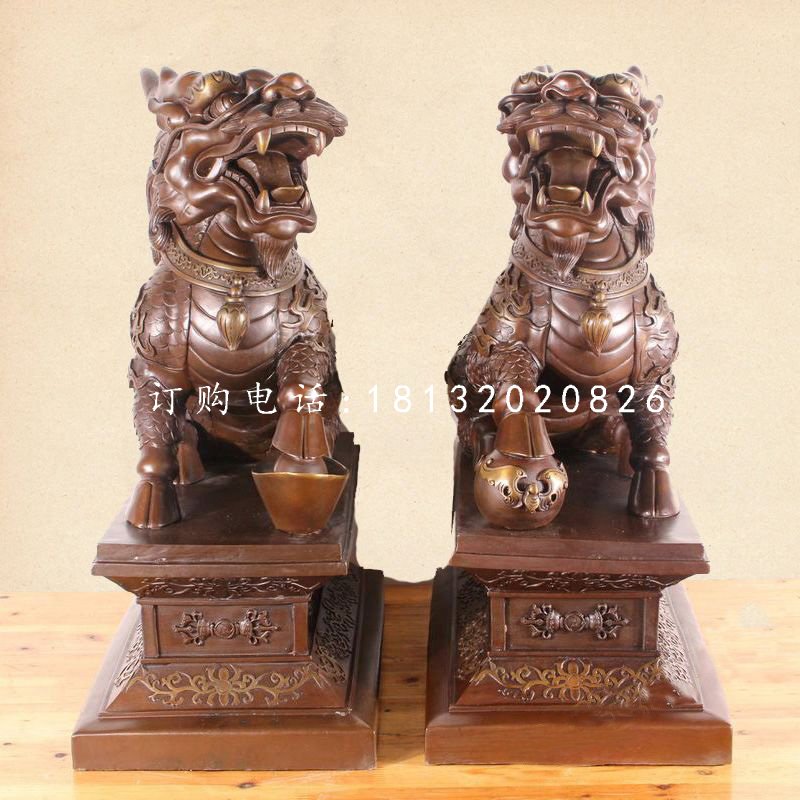 踩球麒麟銅雕,古代神獸銅雕 (3)