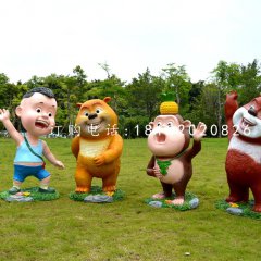 熊熊樂園雕塑,玻璃鋼卡通動物雕塑