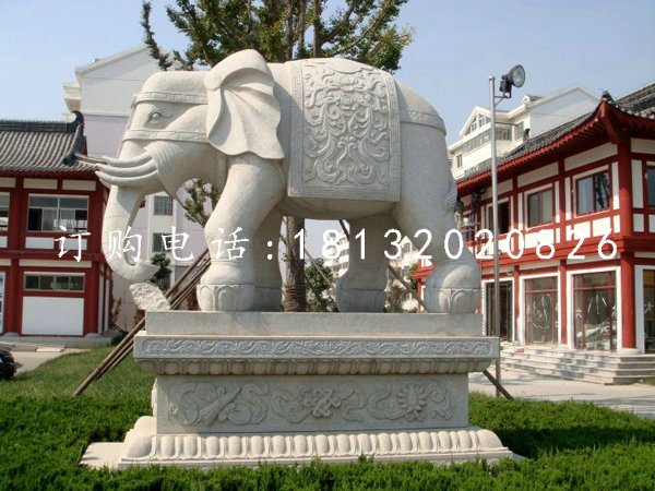 大理石動(dòng)物雕塑 石雕大象