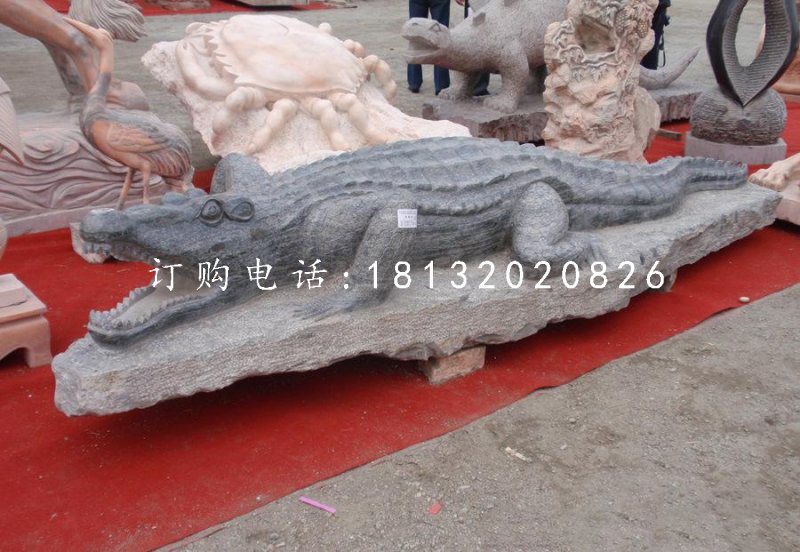 鱷魚石雕,大理石動物雕塑