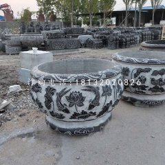 圓形水缸石雕,青石水缸
