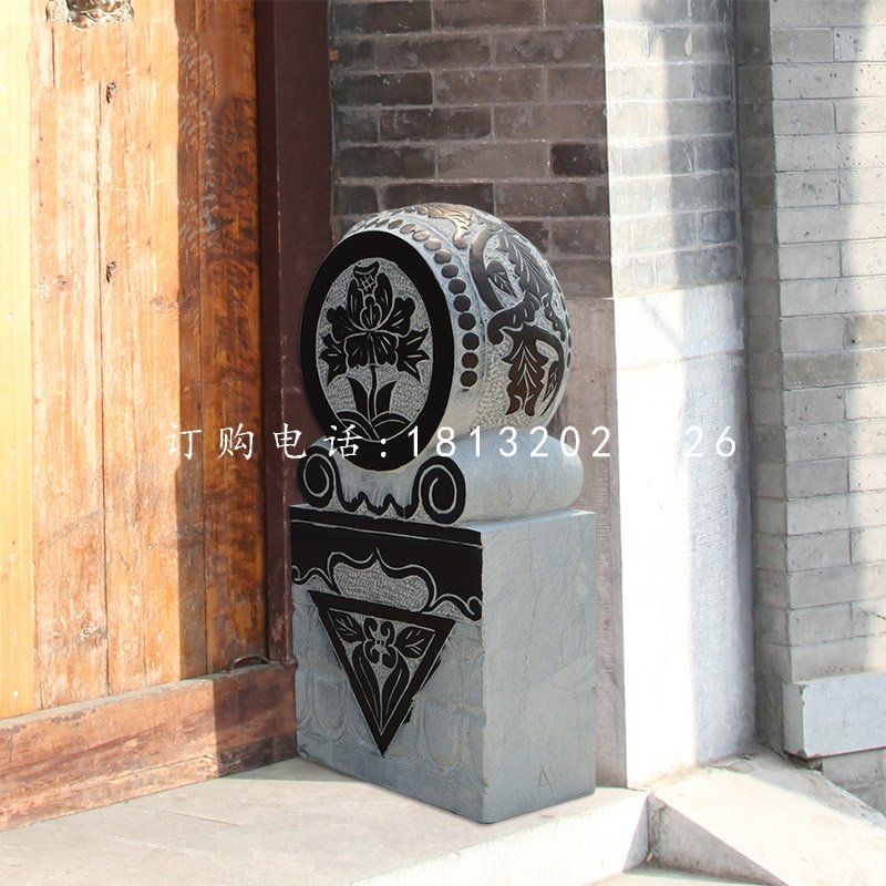 門墩石雕,青石抱鼓石