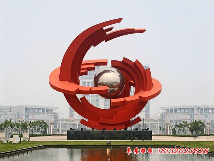 廣場大型創(chuàng)意球雕塑，不銹鋼景觀雕塑