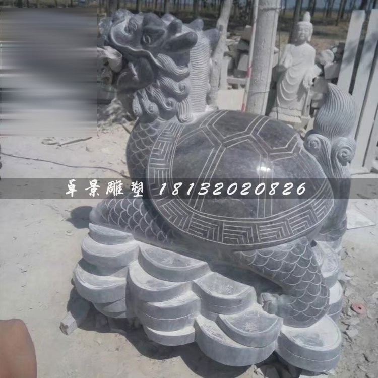 招財龍龜雕塑,石雕龍龜