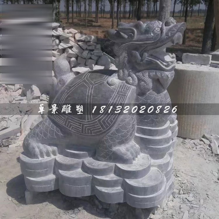 招財龍龜雕塑,石雕龍龜
