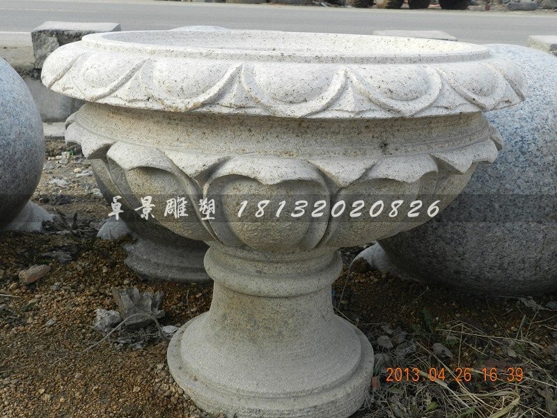 大理石花盆雕塑公園景觀(guān)花盆石雕