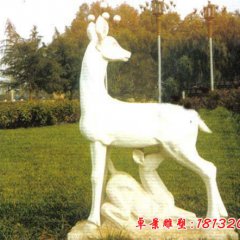 母子鹿石雕,漢白玉動物雕塑