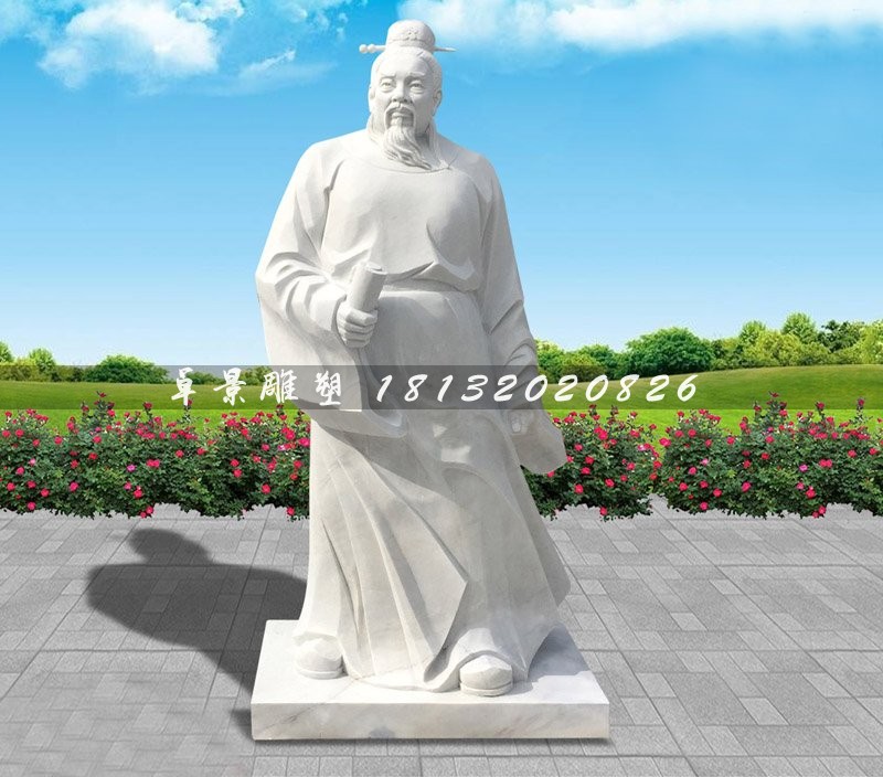 大理石范仲淹石像，古代人物石雕