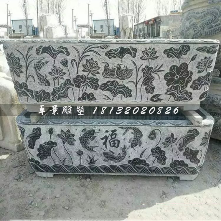 方形水缸石雕,仿古石雕